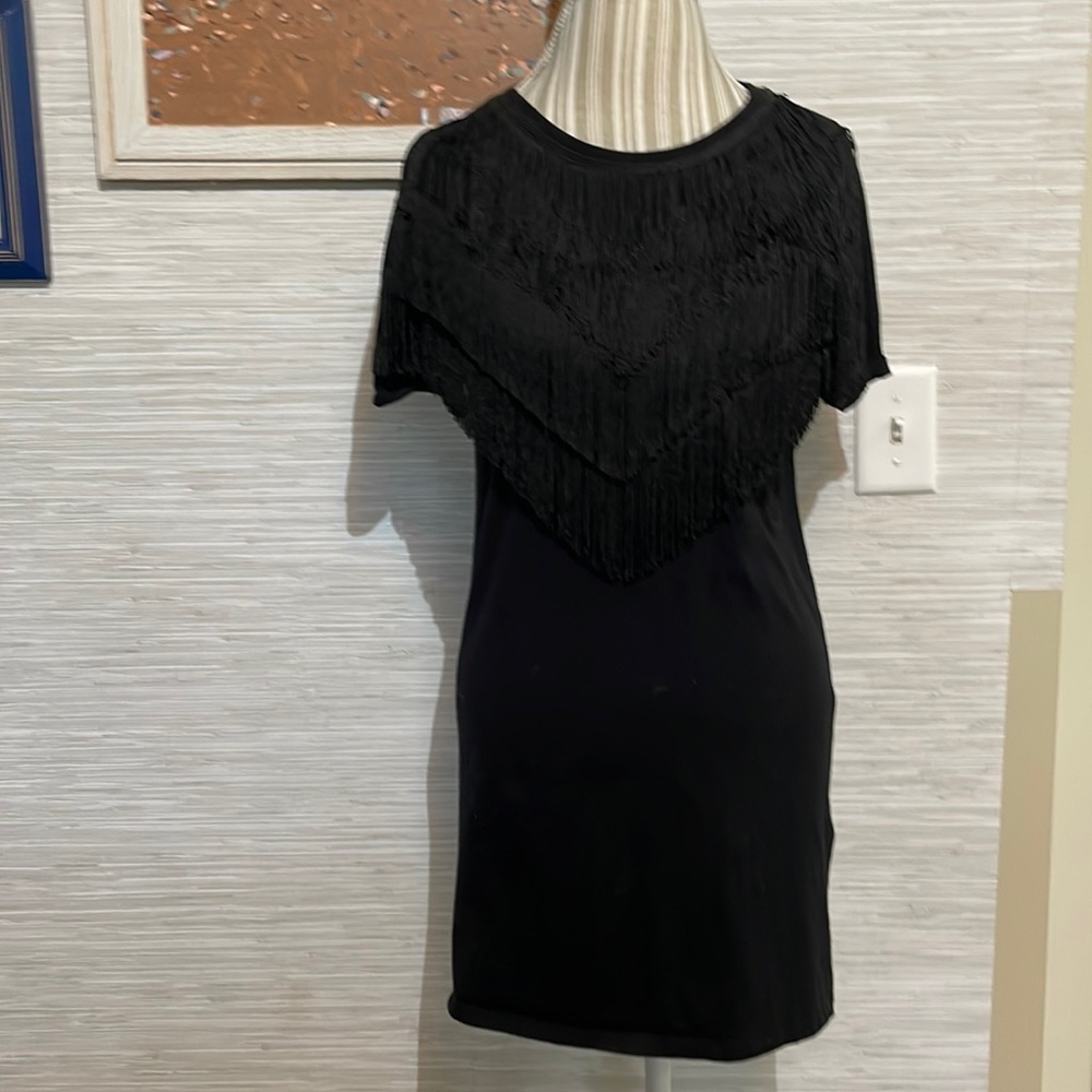 Topshop black fringe dress